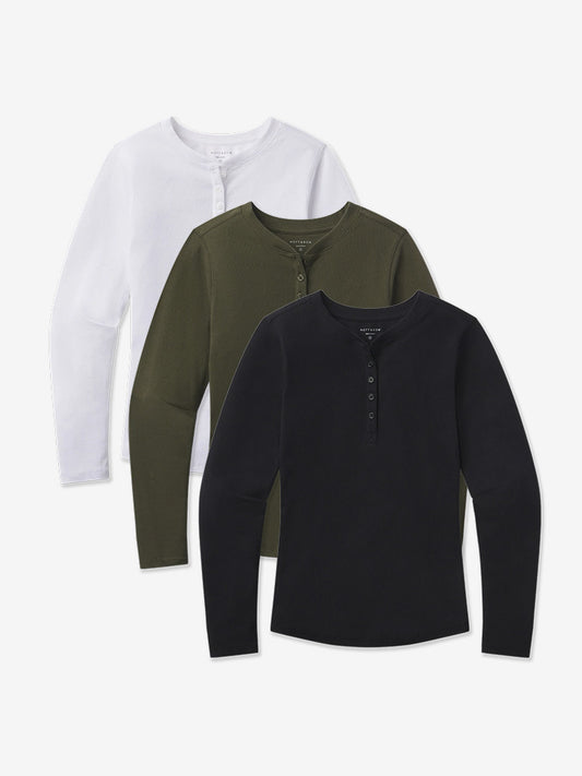 Long Sleeve Rib Henley Tee 3-Pack  bdl3_women_long_sleeve_rib_henley tees
