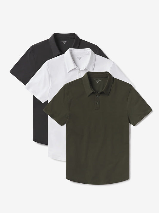 Luxe Performance Polo 3-Pack Forest Green/White/Dark Gray Luxe Polo shirts