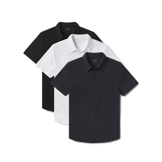Luxe Performance Polo 3-Pack Black/Navy/White Luxe Polo shirts