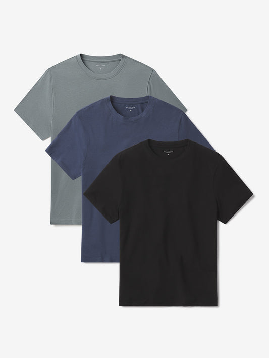 Luxe Stretch Tee 3-Pack Sea Grass/Graphite Blue/Black Crew tees