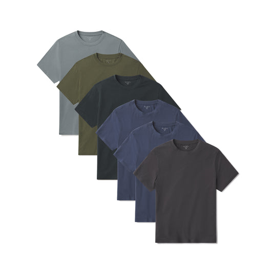 Luxe Stretch Tee 6-Pack Dark Gray/Graphite Blue/Graphite Blue/Dark Olive/Pine/Sea Grass Crew tees