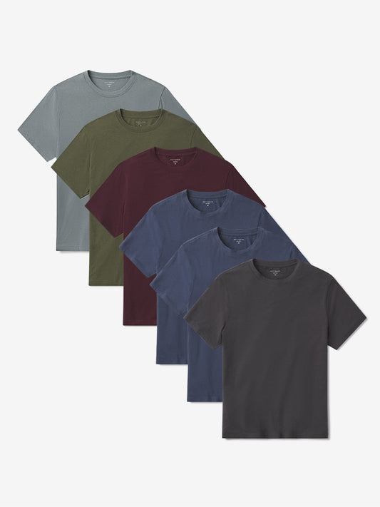 Luxe Stretch Tee 6-Pack Dark Gray/Graphite Blue/Graphite Blue/Maroon/Dark Olive/Sea Grass Crew tees