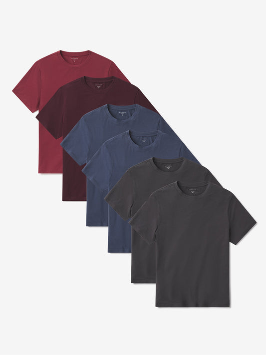 Luxe Stretch Tee 6-Pack Dark Gray/Dark Gray/Graphite Blue/Graphite Blue/Maroon/Brick Red Crew tees