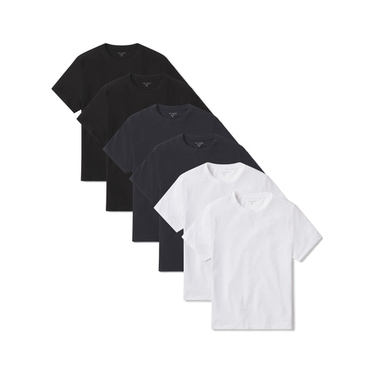Luxe Stretch Tee 6-Pack Black/Navy/White Crew tees