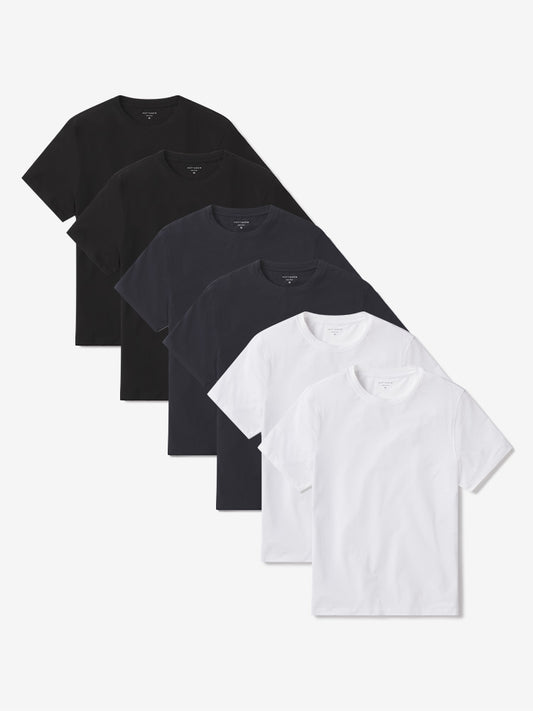 Luxe Stretch Tee 6-Pack Black/Navy/White Crew tees