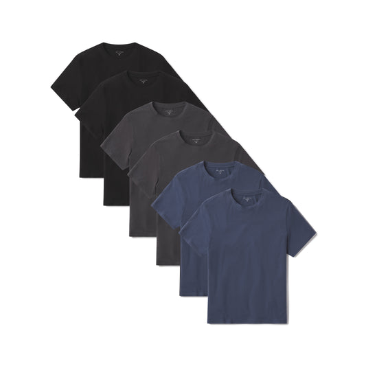 Luxe Stretch Tee 6-Pack Graphite Blue/Black/Dark Gray Crew tees