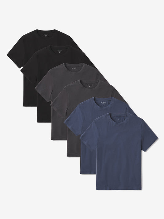Luxe Stretch Tee 6-Pack Graphite Blue/Black/Dark Gray Crew tees