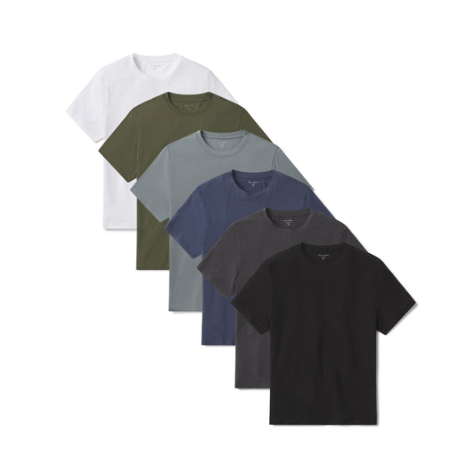 Luxe Stretch Tee 6-Pack White/Black/Graphite Blue/Sea Grass/Dark Olive/Dark Gray Crew tees