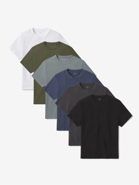 Luxe Stretch Tee 6-Pack White/Black/Graphite Blue/Sea Grass/Dark Olive/Dark Gray Crew tees