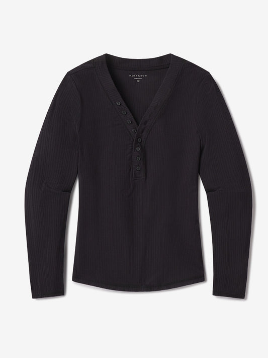 Lounge Long Sleeve Henley Black Henley lounge