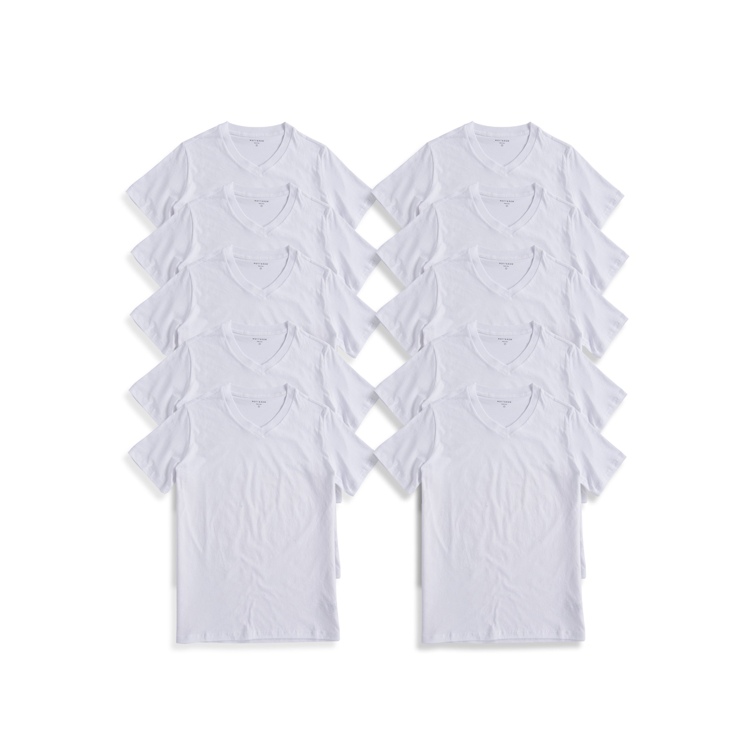 Men wearing White Classic V-Neck Driggs 10-Pack tees