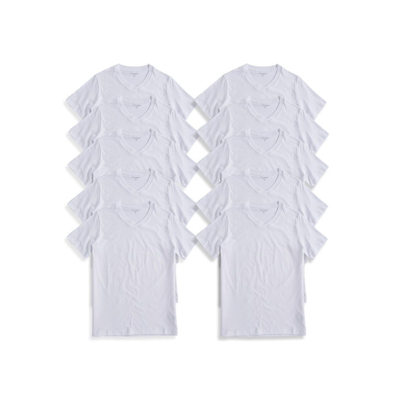 Men wearing White Classic V-Neck Driggs 10-Pack tees