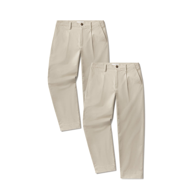 Men wearing Ecru Wide Leg Chino 2-Pack