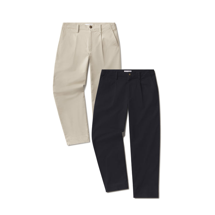 Men wearing Navy/Ecru Wide Leg Chino 2-Pack