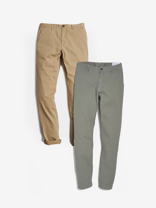 Everyday Comfort Slim Chino Pants 2-Pack Light Gray/Khaki Slim pants