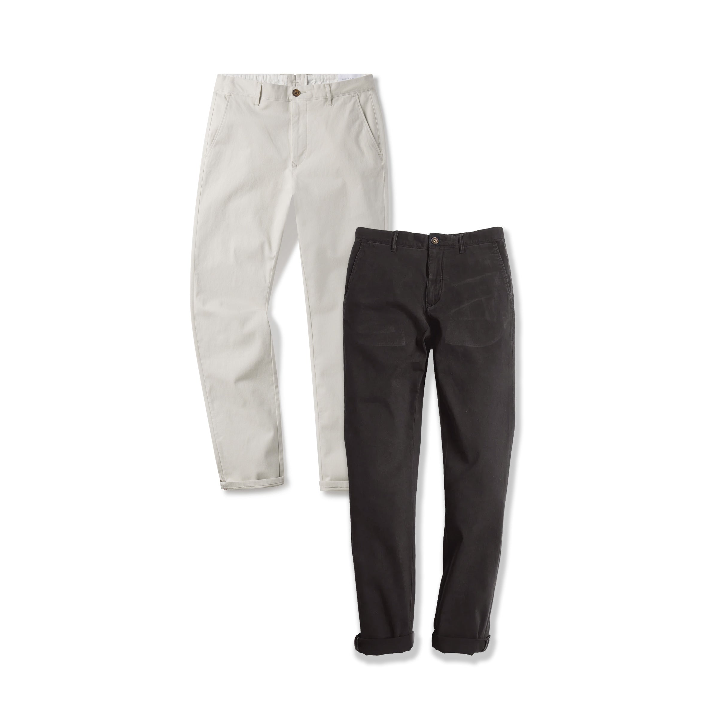 Men wearing Dark Gray/Beige Everyday Comfort Slim Chino Pants 2-Pack pants