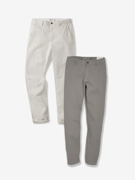 Everyday Comfort Slim Chino Pants 2-Pack Light Gray/Beige Slim pants