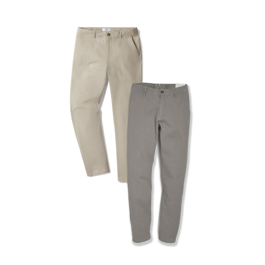 Everyday Comfort Slim Chino Pants 2-Pack Light Gray/Ecru Slim pants