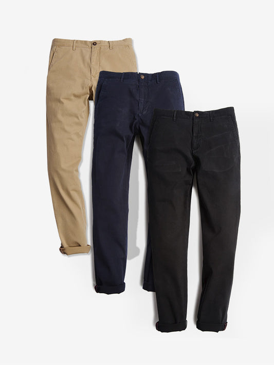 Everyday Comfort Slim Chino Pants 3-Pack Khaki/Black/Navy Slim pants