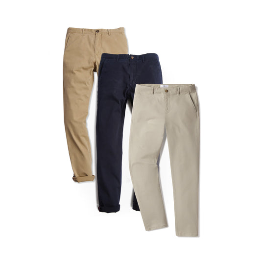 Everyday Comfort Slim Chino Pants 3-Pack Navy/Khaki/Ecru Slim pants
