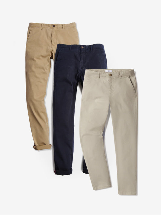 Everyday Comfort Slim Chino Pants 3-Pack Navy/Khaki/Ecru Slim pants