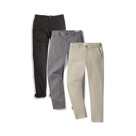 Everyday Comfort Slim Chino Pants 3-Pack Dark Gray/Gray/Ecru Slim pants