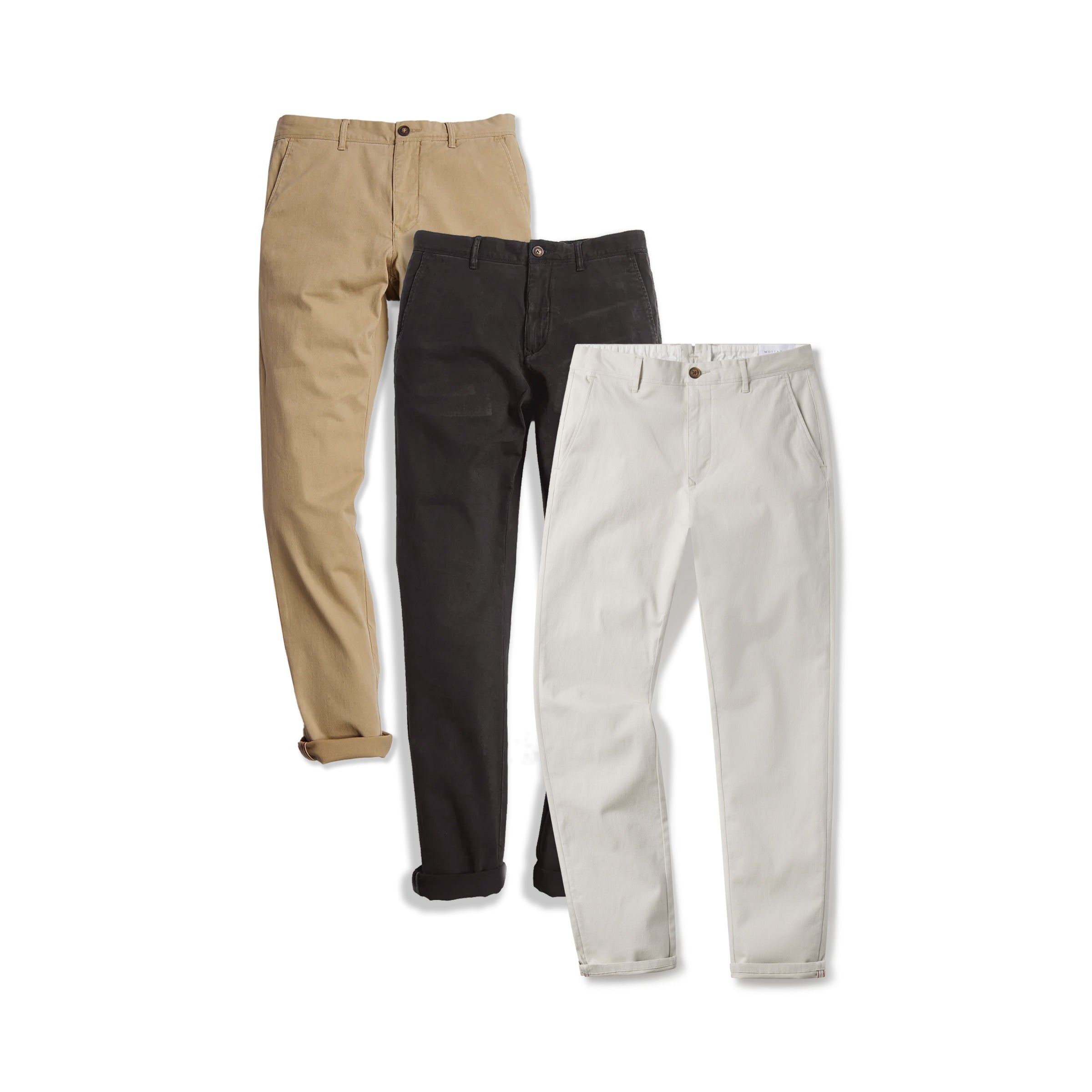 Men wearing Dark Gray/Khaki/Beige Everyday Comfort Slim Chino Pants 3-Pack pants