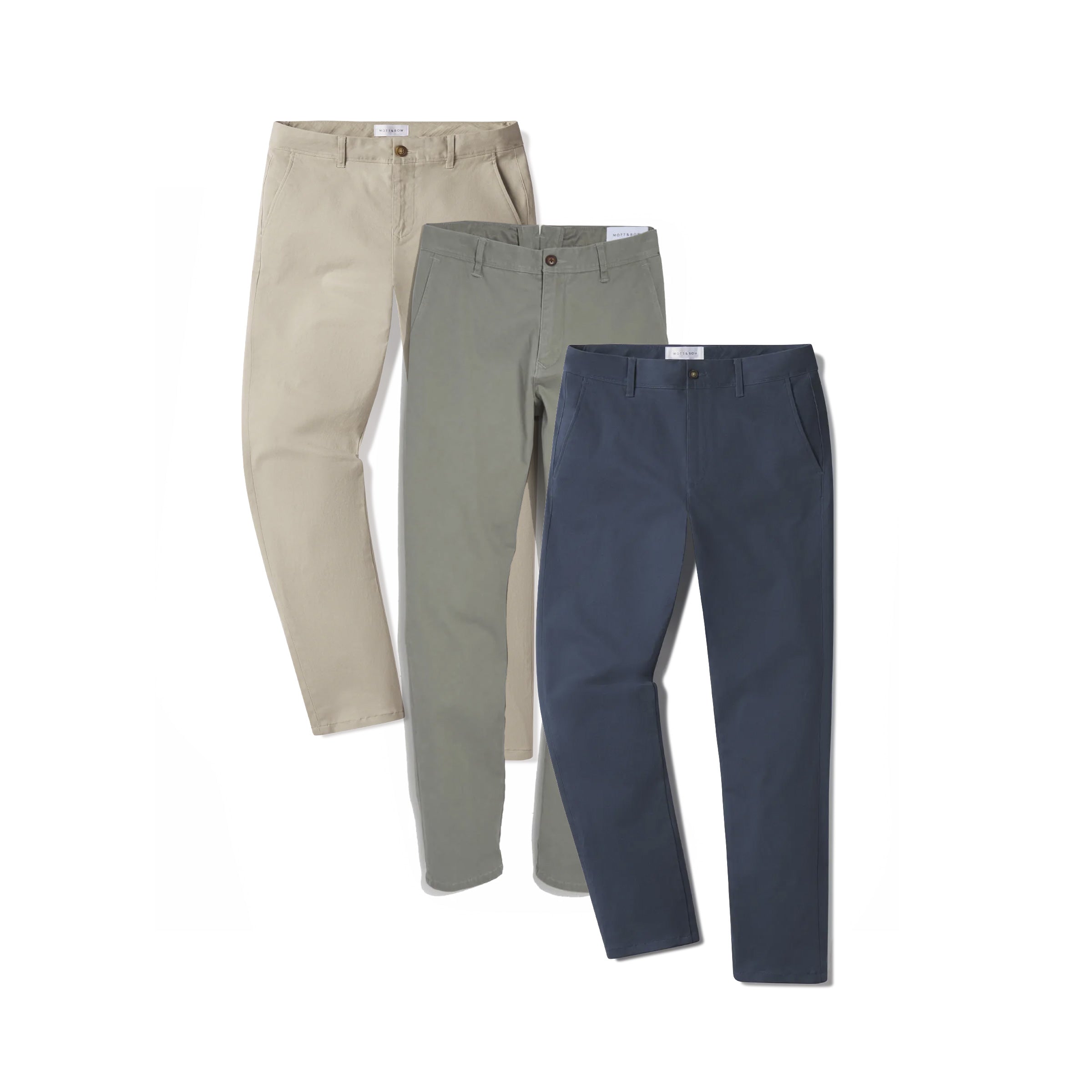 Men wearing Light Gray/Riverside/Ecru Everyday Comfort Slim Chino Pants 3-Pack pants