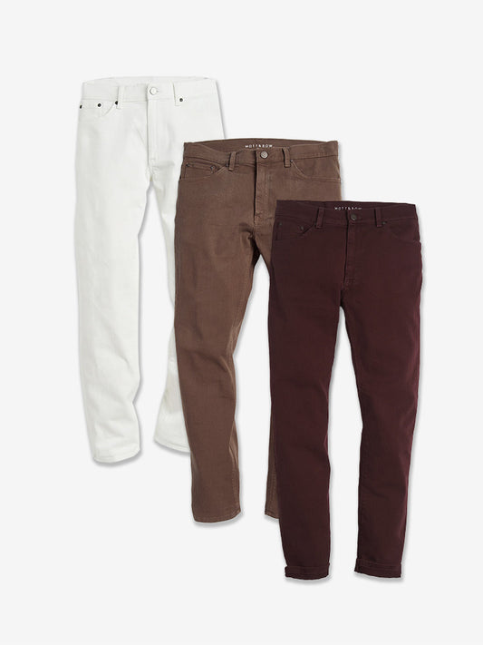 Slim Mercer Jeans 3-Pack Clay/Burgundy/Bone Slim jeans