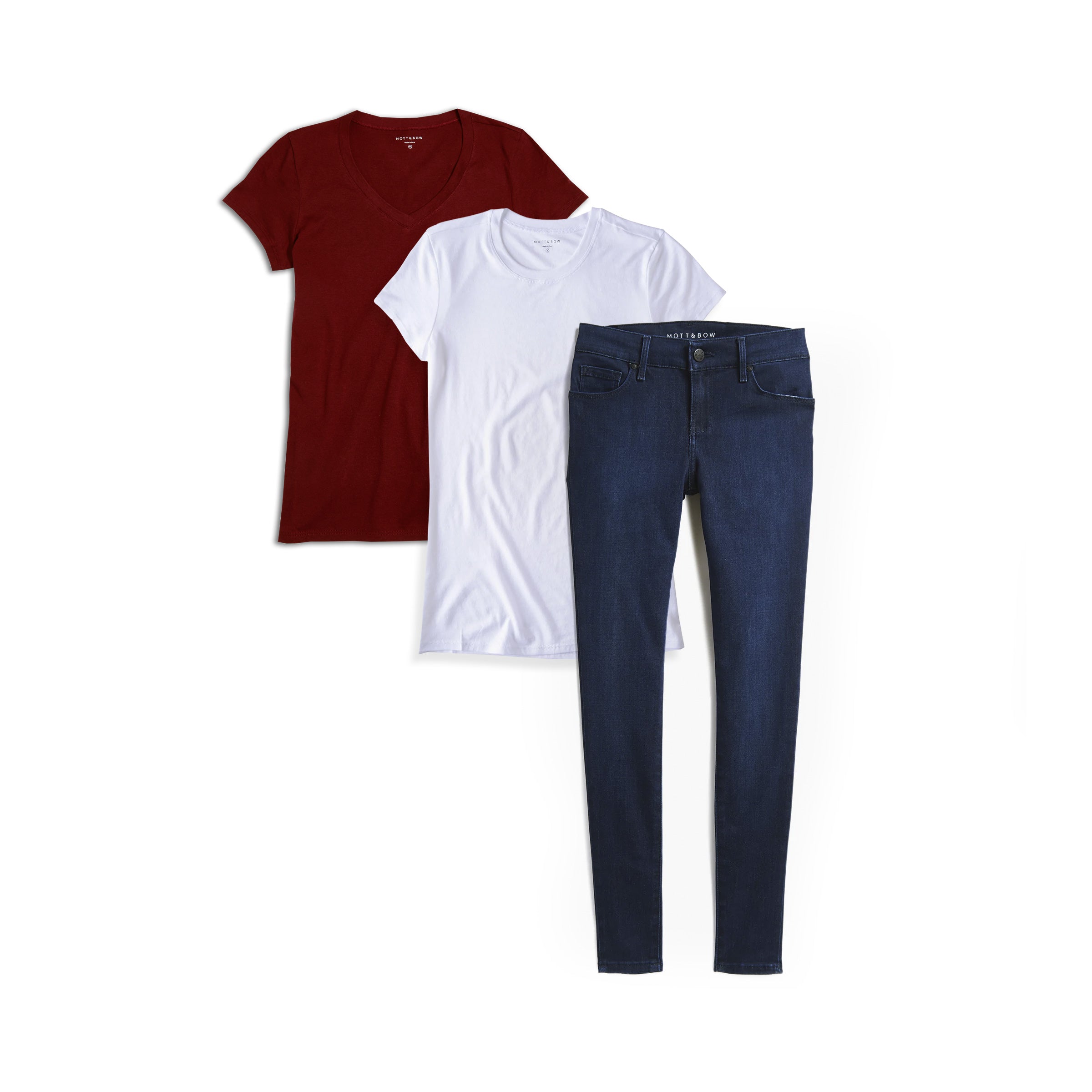 Women wearing Default Title Bundle 02: 2 Marcy Tees + 1 pair of Jeans