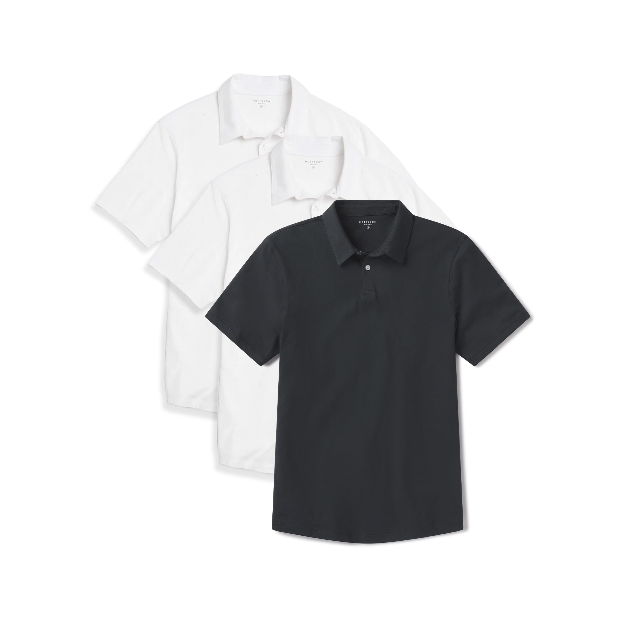 Men wearing White/White/Pine Jersey Sueded Polo 3-Pack tees