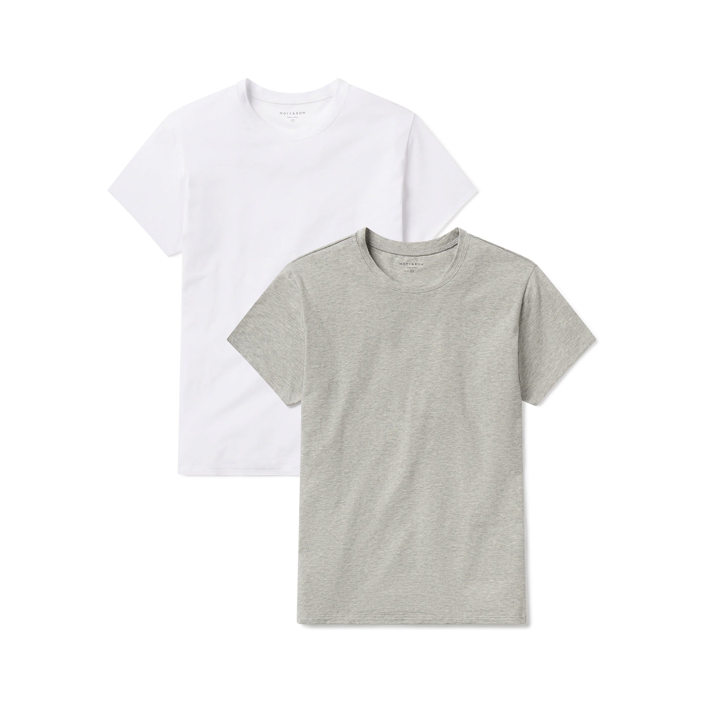Women wearing Heather Gray/White Everyday Luxe Crew Tee 2-Pack tees