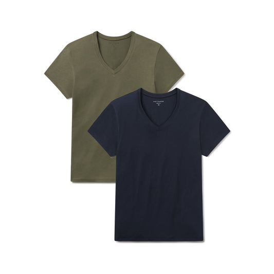 Everyday Luxe V-Neck Tee 2-Pack Navy/Military Green bdl2_relaxed_marcy_vneck tees