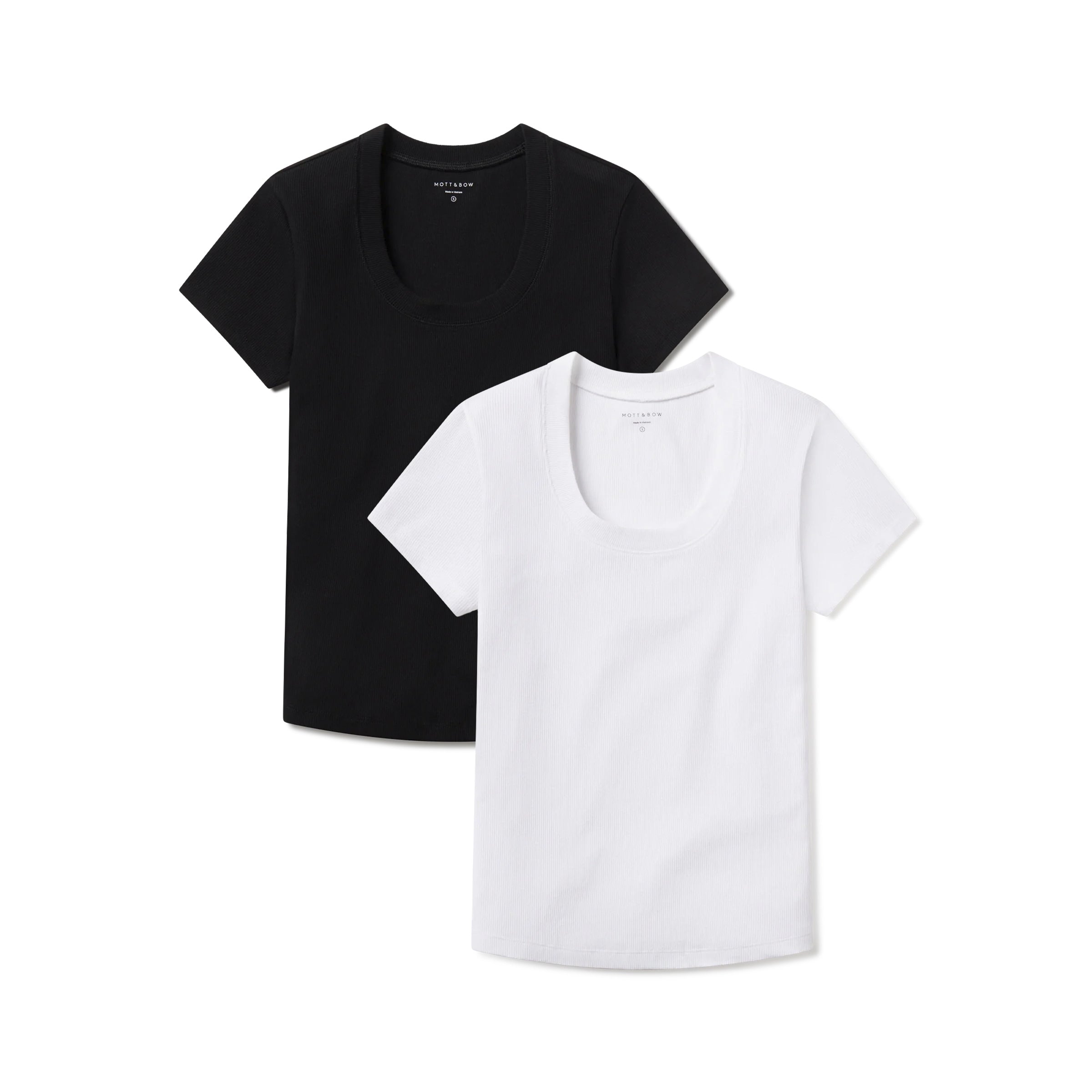 Women wearing White/Black Rib Scoop Neck Tee 2-Pack tees