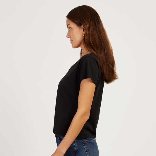 Everyday Cotton Relaxed V-Neck Tee Black V-Neck tees