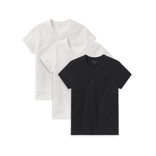Classic Crew Slub 3-Pack Bone/Bone/Black Crew tees