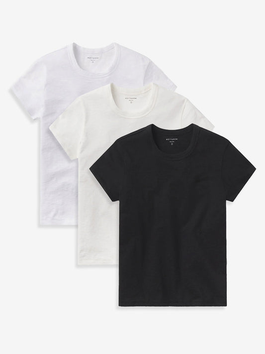 Classic Crew Slub 3-Pack White/Bone/Black Crew tees