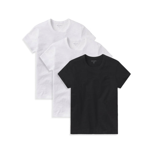 Classic Crew Slub 3-Pack White/White/Black Crew tees