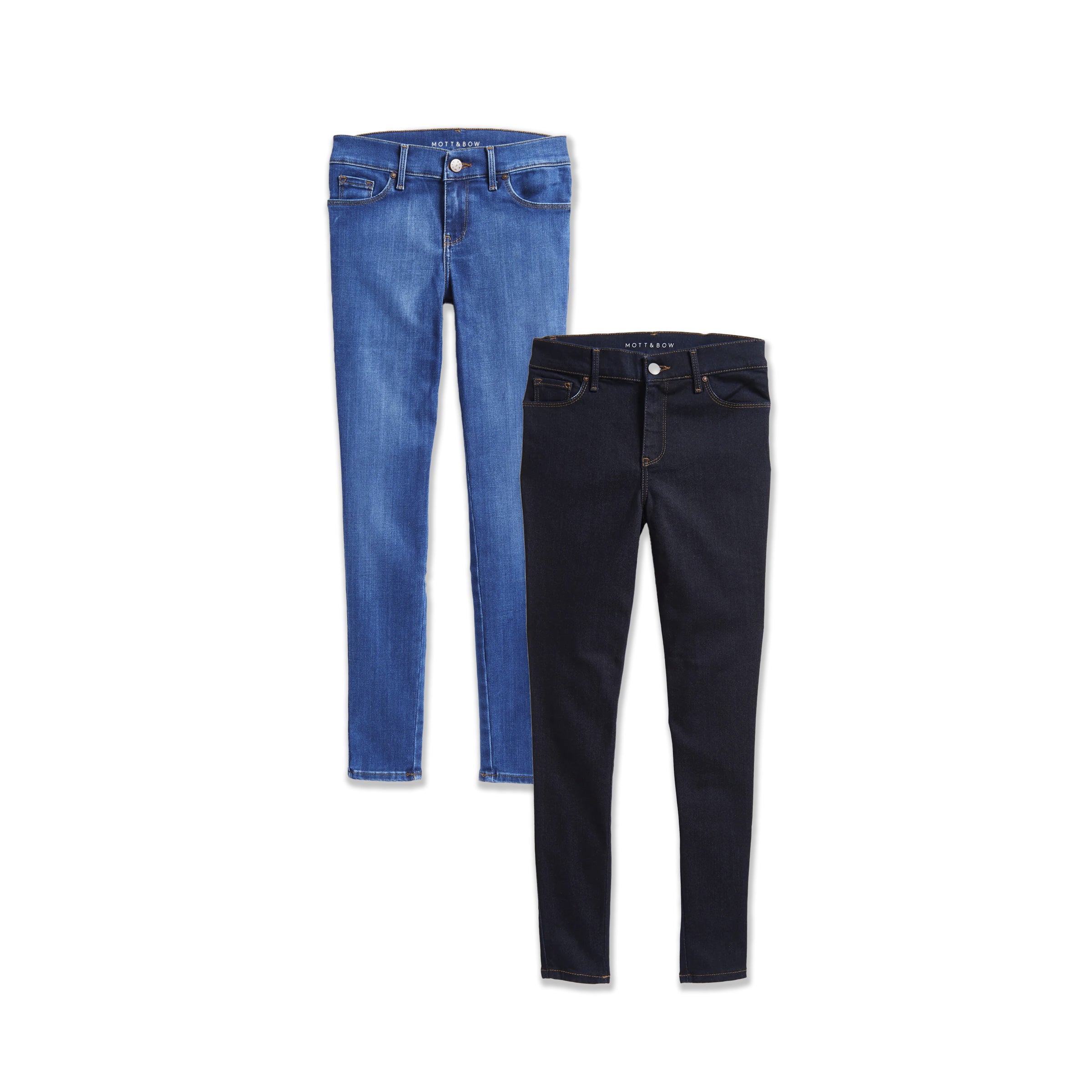 Women wearing Dark Blue/Medium Blue Jane Mid Rise Skinny 2-Pack jeans