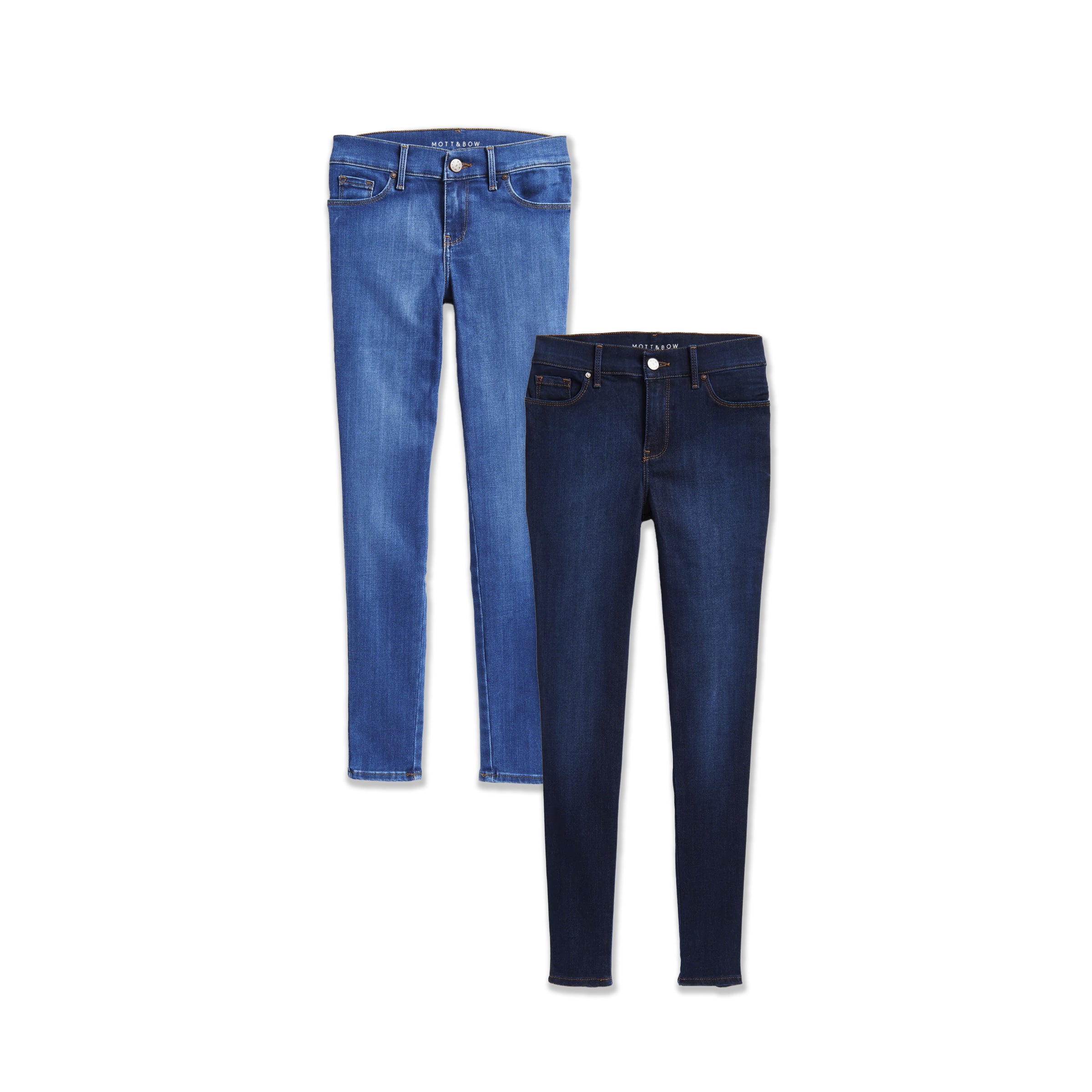 Women wearing Faded Medium/Dark Blue / Medium Blue Jane Mid Rise Skinny 2-Pack jeans