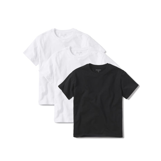 Everyday Cotton Crew Tee 3-Pack White/White/Black Crew tees