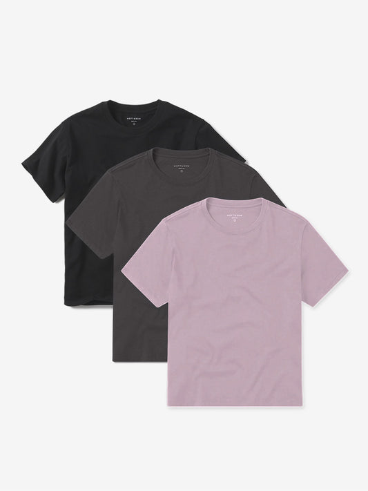 Everyday Cotton Crew Tee 3-Pack Dark Gray/Black/Rose Pink Crew tees