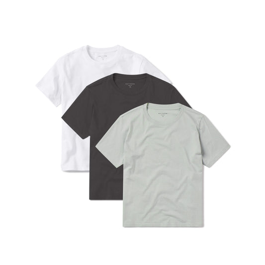 Everyday Cotton Crew Tee 3-Pack White/Honeydew/Dark Gray Crew tees