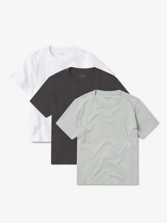 Everyday Cotton Crew Tee 3-Pack White/Honeydew/Dark Gray Crew tees