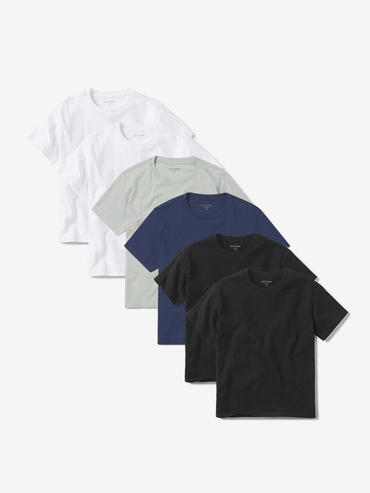Everyday Cotton Crew Tee 6-Pack White/White/Honeydew/Venice Blue/Black/Black Crew tees