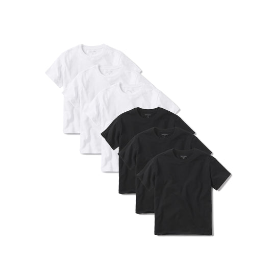 Everyday Cotton Crew Tee 6-Pack White/Black Crew tees