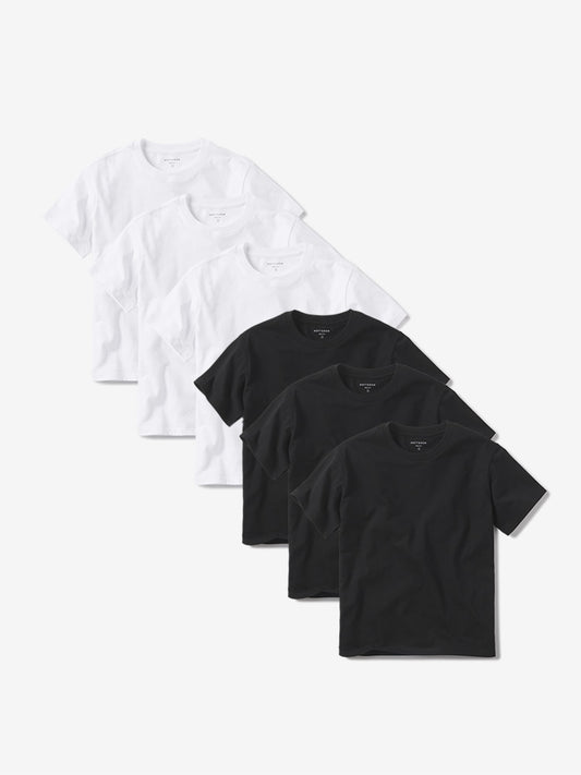 Everyday Cotton Crew Tee 6-Pack White/Black Crew tees