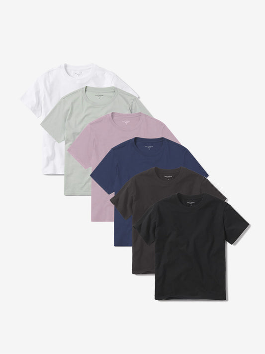Everyday Cotton Crew Tee 6-Pack White/Honeydew/Rose Pink/Venice Blue/Dark Gray/Black Crew tees