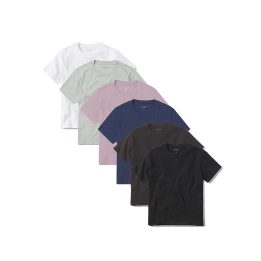 Everyday Cotton Crew Tee 6-Pack White/Honeydew/Rose Pink/Venice Blue/Dark Gray/Black Crew tees