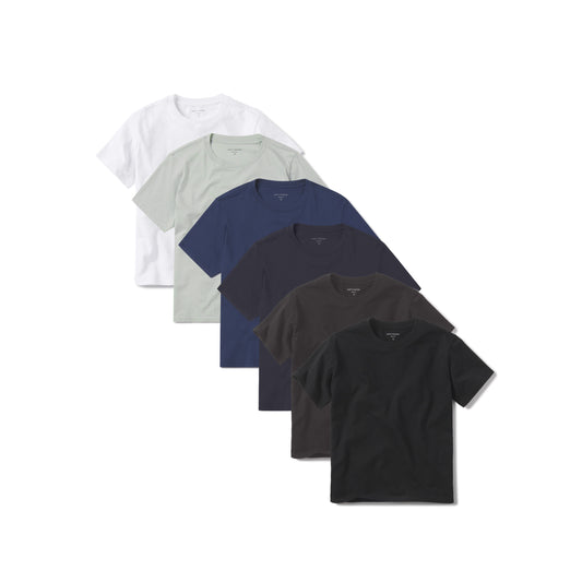 Everyday Cotton Crew Tee 6-Pack White/Honeydew/Venice Blue/Navy/Dark Gray/Black Crew tees